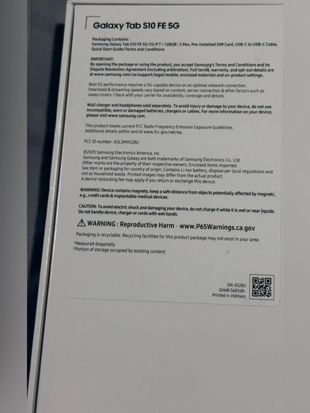 Samsung Galaxy Tab S10 FE 5G Tablet - White Packaging new never opened